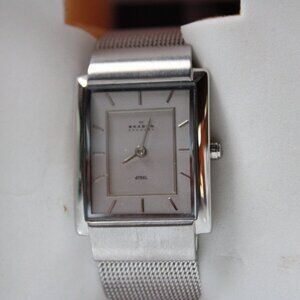 Skagen Denmark Watch Womens Silver Tone Stainless Steel Classic Chrome Dial
